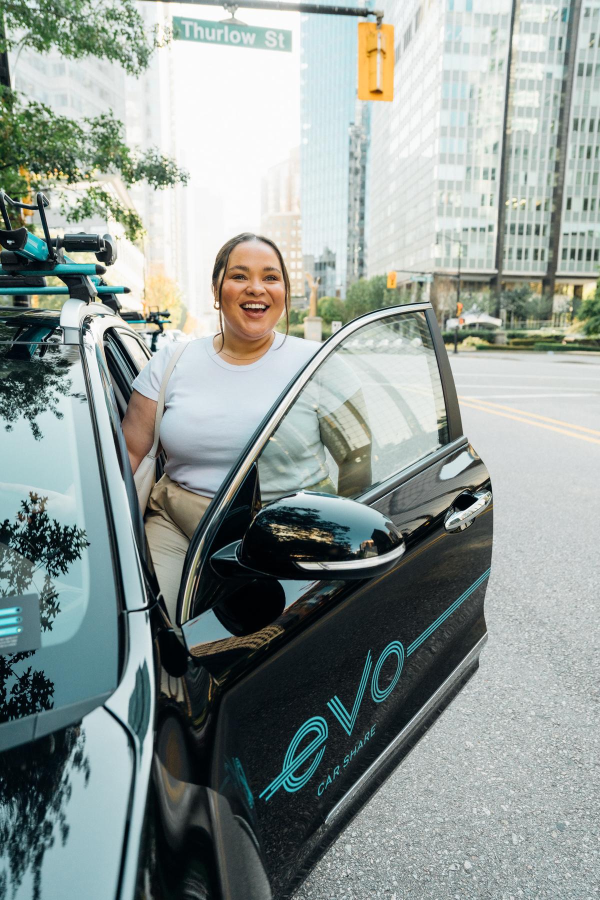 Lauren commuting to her downtown office by Evo